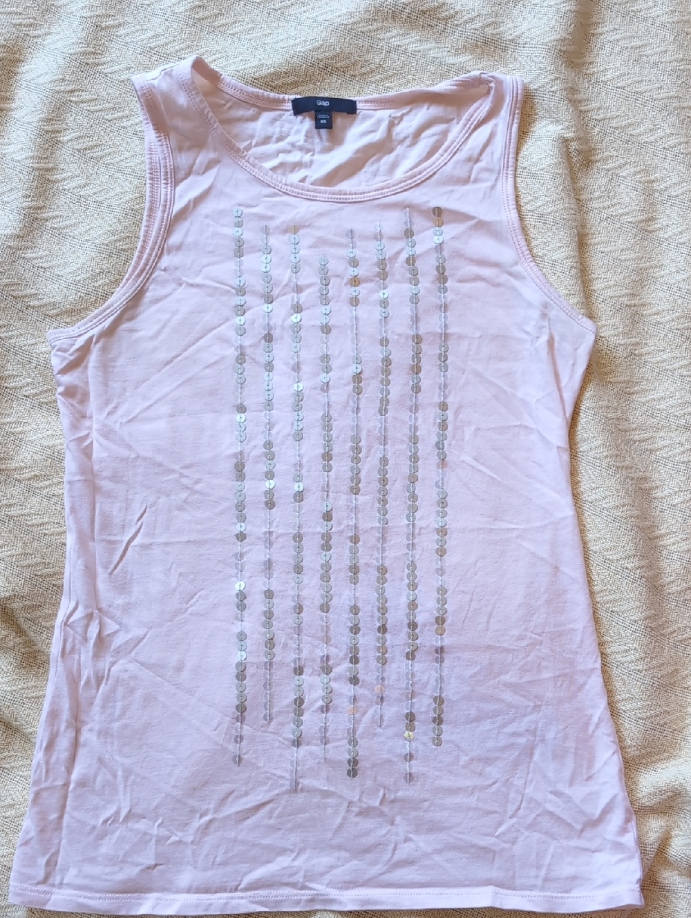 GAP Light Pink Sequin Stripe Tank